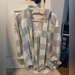 Maurices Light Gray Checkered Top